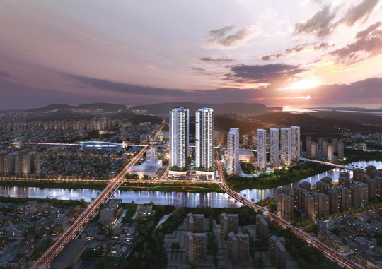 춘천 센트럴타워 푸르지오 프리미엄몰 조감도. <대우건설 제공>